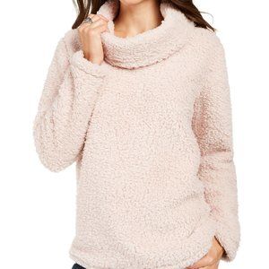 Style & Co Pink Sherpa Cowl-Neck Sweater Women's X-Large XL